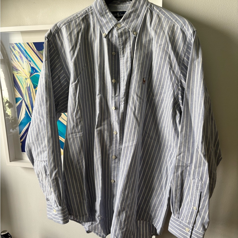 Polo by Ralph Lauren Men's Blue Striped Shirt